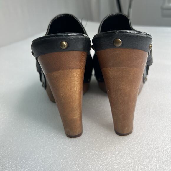 Lauren Ralph Lauren Stasia Sport Suede Platform Mule Clog Black Sz‎ 8M Studded - Picture 4 of 13